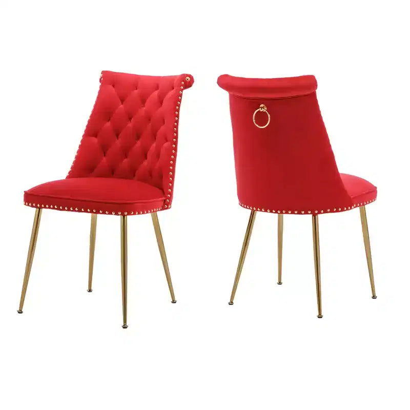 Chaises de salle à manger en velours sans accoudoirs