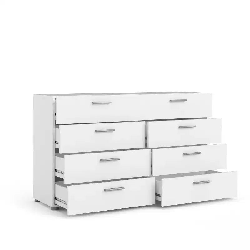 HomeStock 8 Drawer Double Dresser Contemporary White