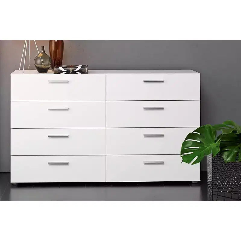 Commode double à 8 tiroirs Blanc contemporain