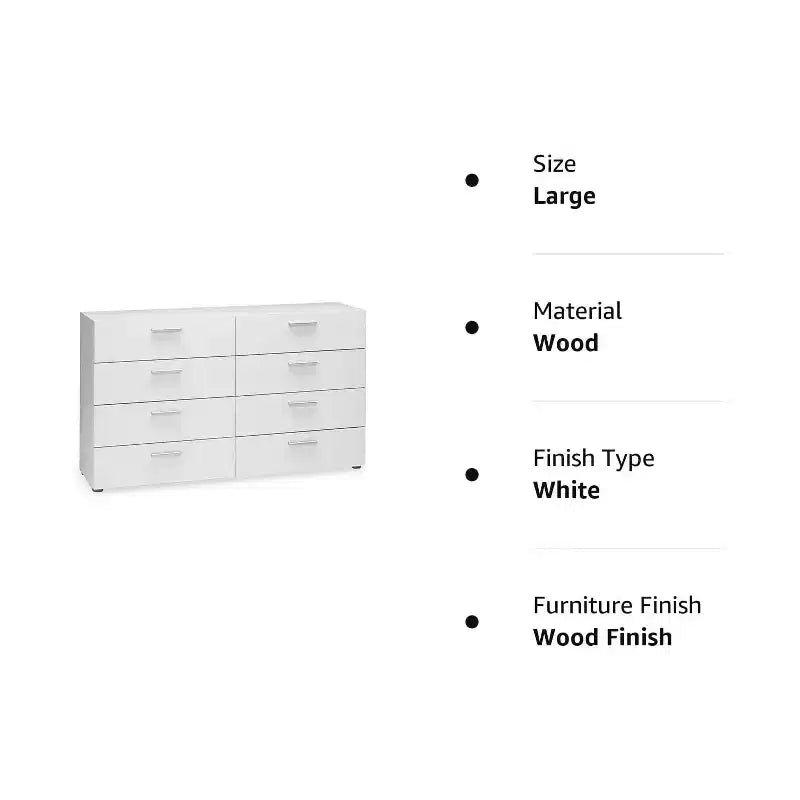 Commode double à 8 tiroirs Blanc contemporain