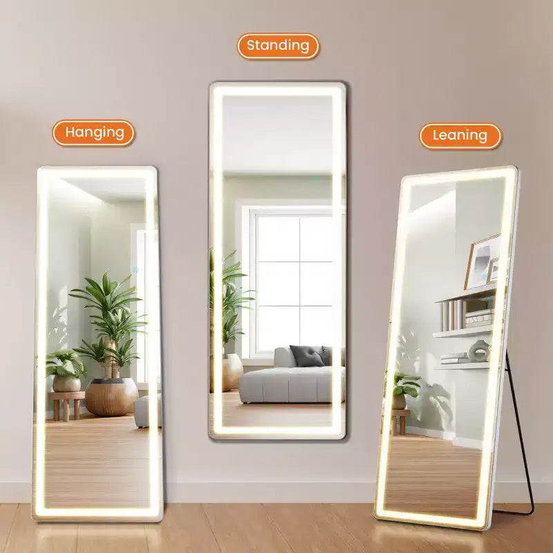Miroir de salle de bain LED haut 71x26 pouces, miroir mural anti-buée avec haut-parleur Bluetooth, blanc