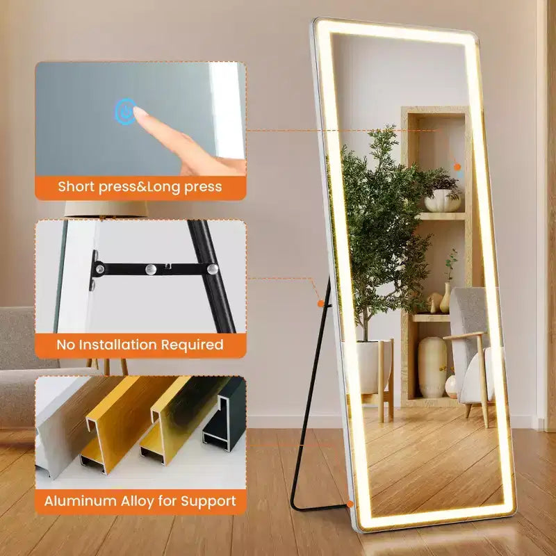 Miroir de salle de bain LED haut 71x26 pouces, miroir mural anti-buée avec haut-parleur Bluetooth, blanc