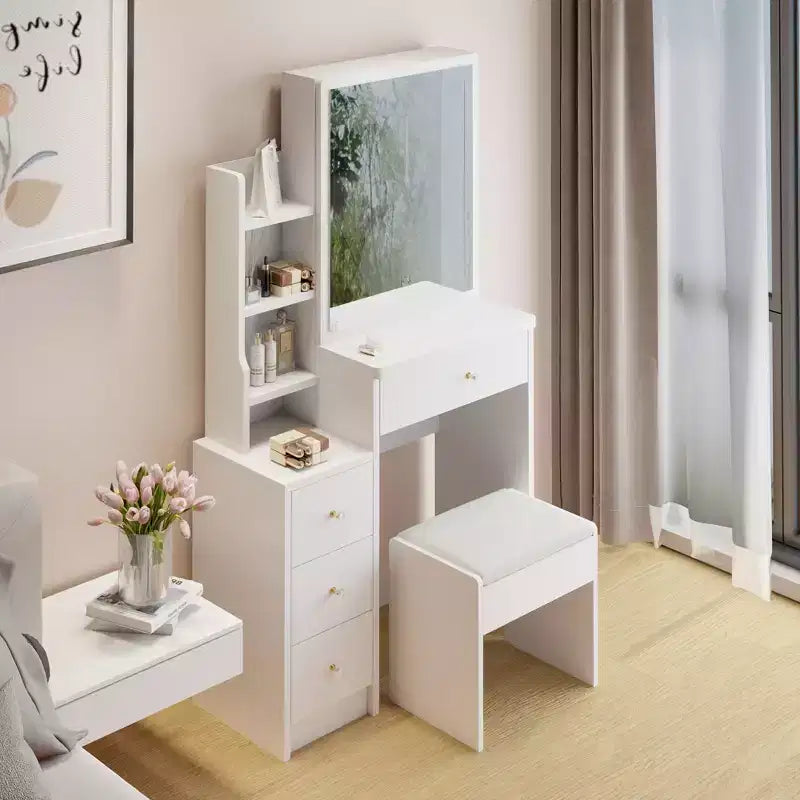 Table de toilette miroir avec lumières et table, petite table de chevet de 29,2 pour espace restreint