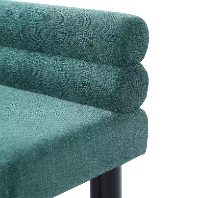 Banc de salle à manger contemporain en hévéa tapissé avec dossier