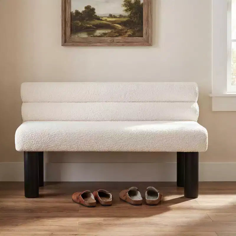 Christopher Knight Home Contemporary Rubberwood Upholstered Dining Bench with Backrest