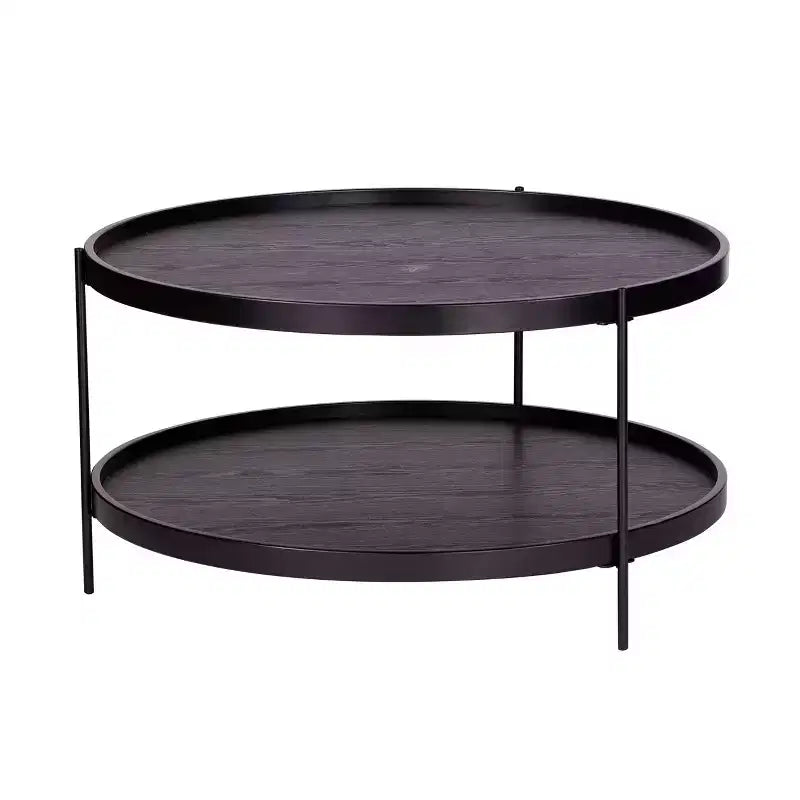 Verlington Round Farmhouse Style Cocktail Table - Black - SEI