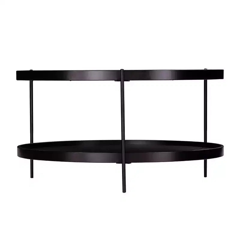 Table basse ronde de style ferme noire