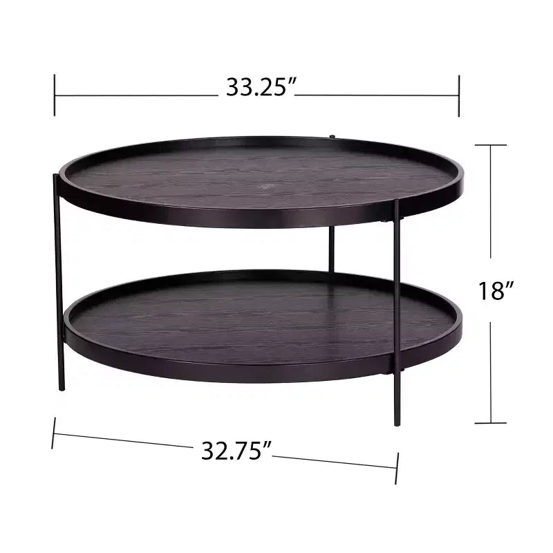 Table basse ronde de style ferme noire