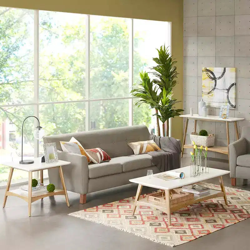 GDFStudio Anne Wood 24 Square End Table with Shelf