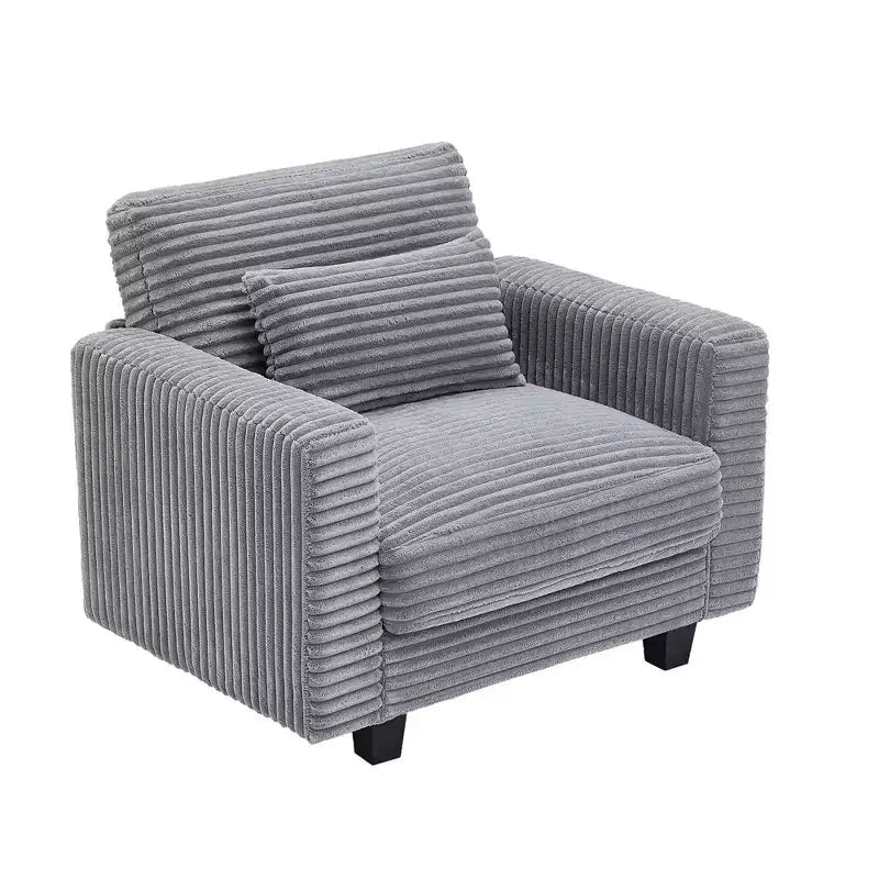 Fauteuil d'appoint surdimensionné en velours côtelé, fauteuil de canapé avec grande assise et accoudoirs larges