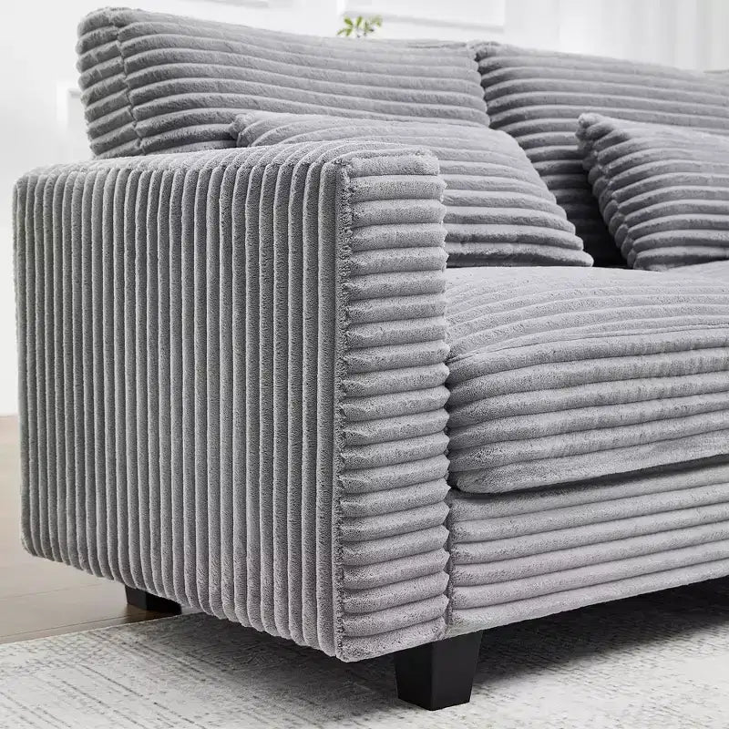 Fauteuil d'appoint surdimensionné en velours côtelé, fauteuil de canapé avec grande assise et accoudoirs larges