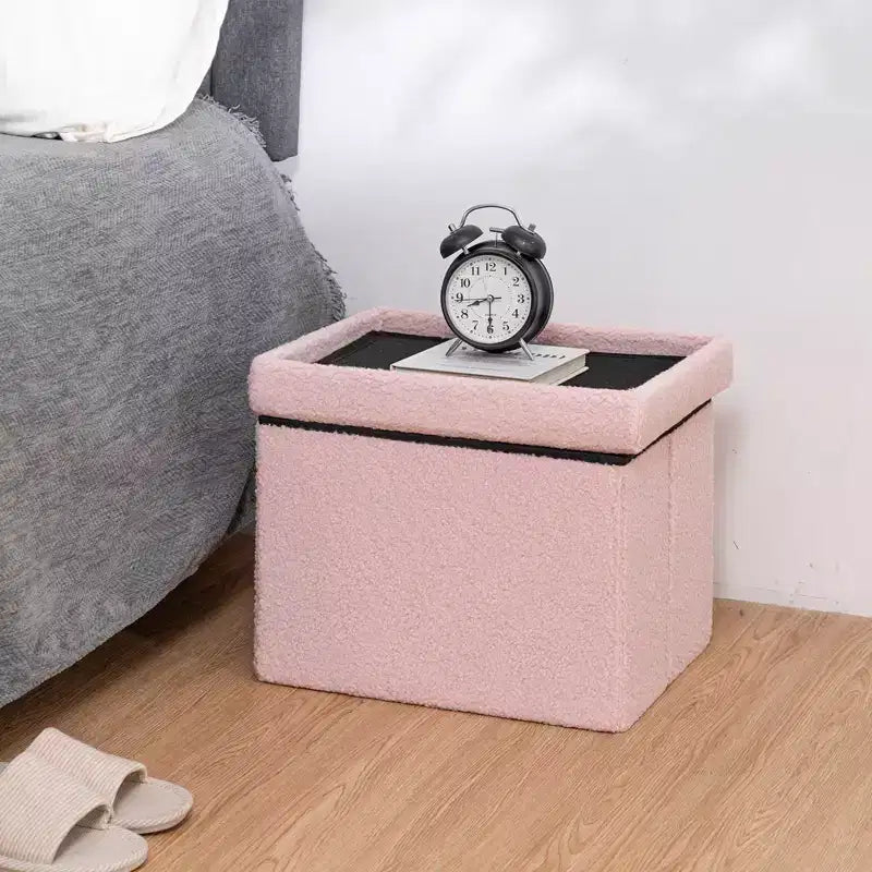 Banc de rangement pliant en similicuir d'agneau, coffre à jouets, repose-pieds