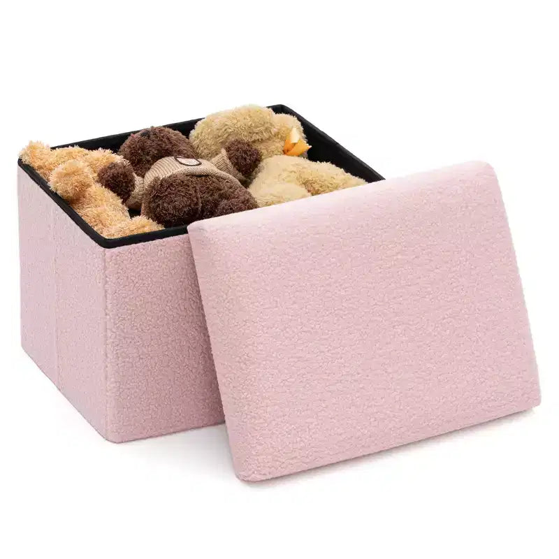 Banc de rangement pliant en similicuir d'agneau, coffre à jouets, repose-pieds