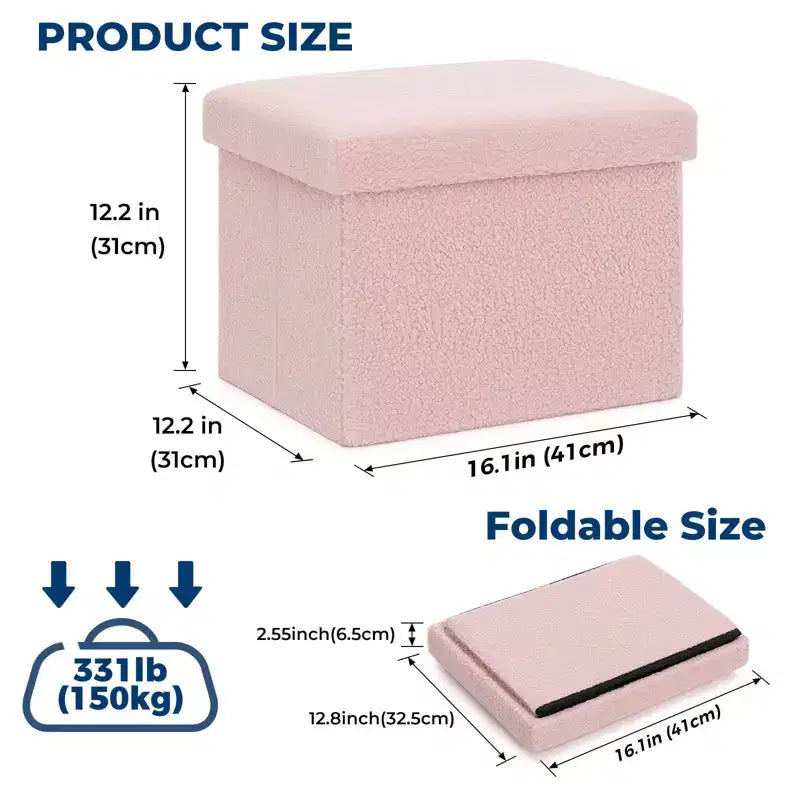 Banc de rangement pliant en similicuir d'agneau, coffre à jouets, repose-pieds