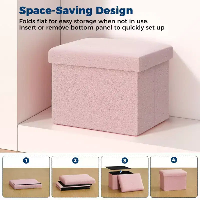 Banc de rangement pliant en similicuir d'agneau, coffre à jouets, repose-pieds