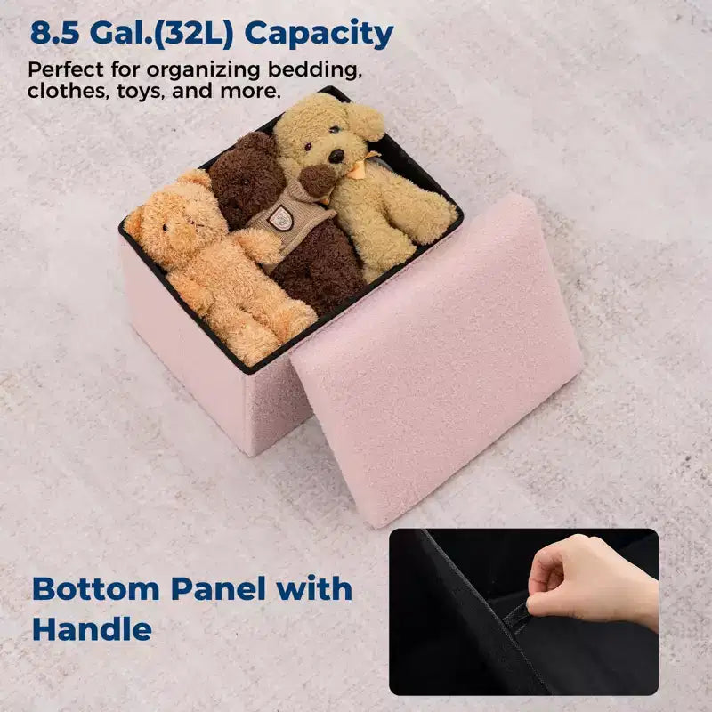 Banc de rangement pliant en similicuir d'agneau, coffre à jouets, repose-pieds
