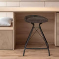 Chaise de bar pivotante en cuir marron et noir et fer à dossier bas hauteur comptoir