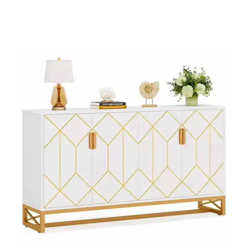 Bahut blanc et or luxueux Design moderne contemporain élégant