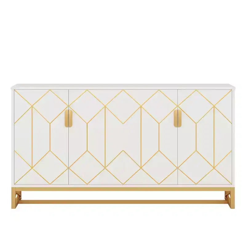 Bahut blanc et or luxueux Design moderne contemporain élégant