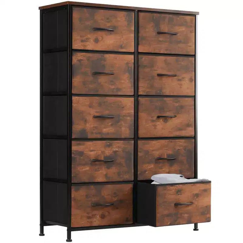 Commode à tiroirs avec cadre en métal et plateau en bois