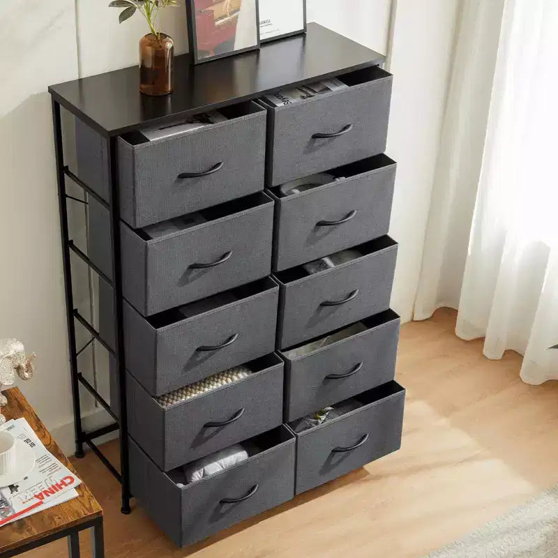 Commode à tiroirs avec cadre en métal et plateau en bois