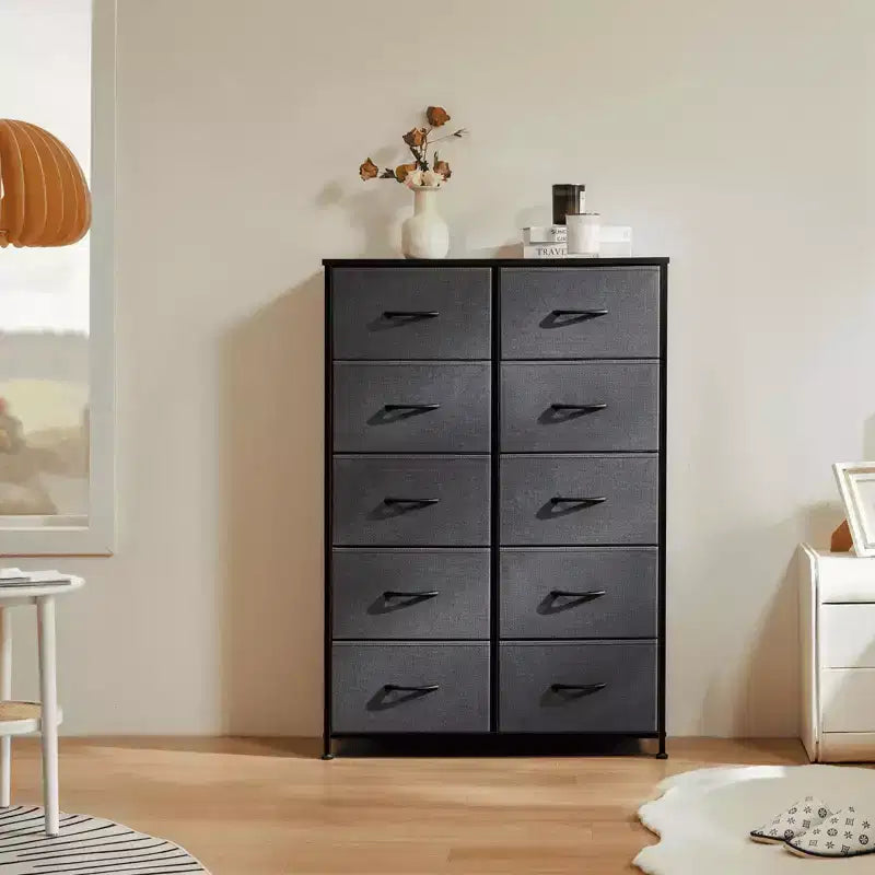 Commode à tiroirs avec cadre en métal et plateau en bois
