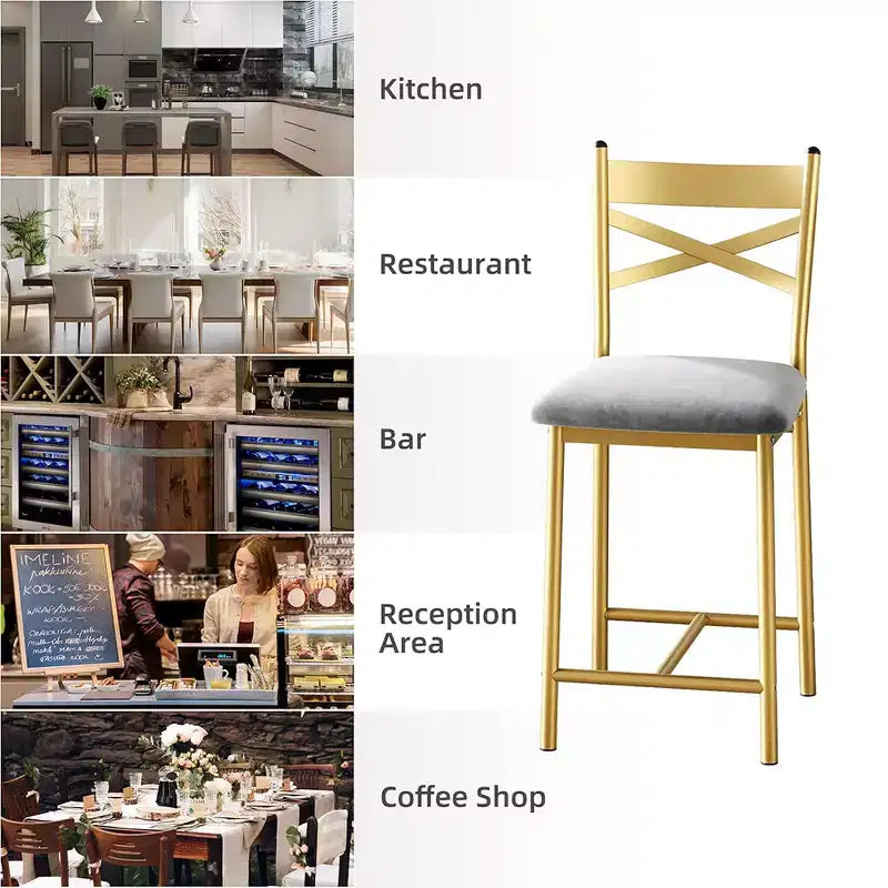 Tabourets de bar, chaises de bar, tabourets de bar de comptoir avec dossier, chaises d'îlot rembourrées à grand siège