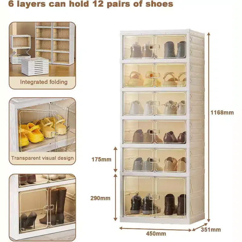 Étagère à chaussures pliable 6 ou 9 niveaux, organisateur de rangement empilable avec aimant