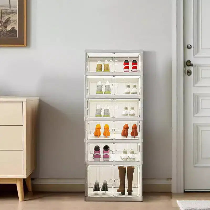 Étagère à chaussures pliable 6 ou 9 niveaux, organisateur de rangement empilable avec aimant