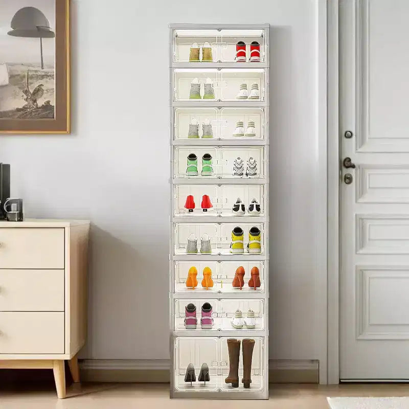 Étagère à chaussures pliable 6 ou 9 niveaux, organisateur de rangement empilable avec aimant