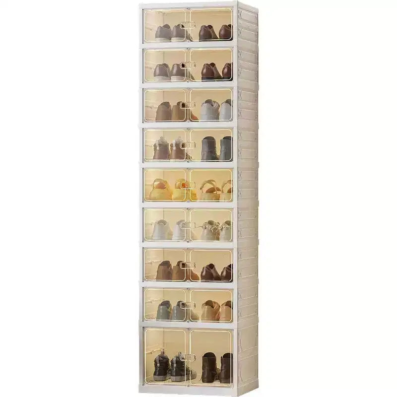 Étagère à chaussures pliable 6 ou 9 niveaux, organisateur de rangement empilable avec aimant