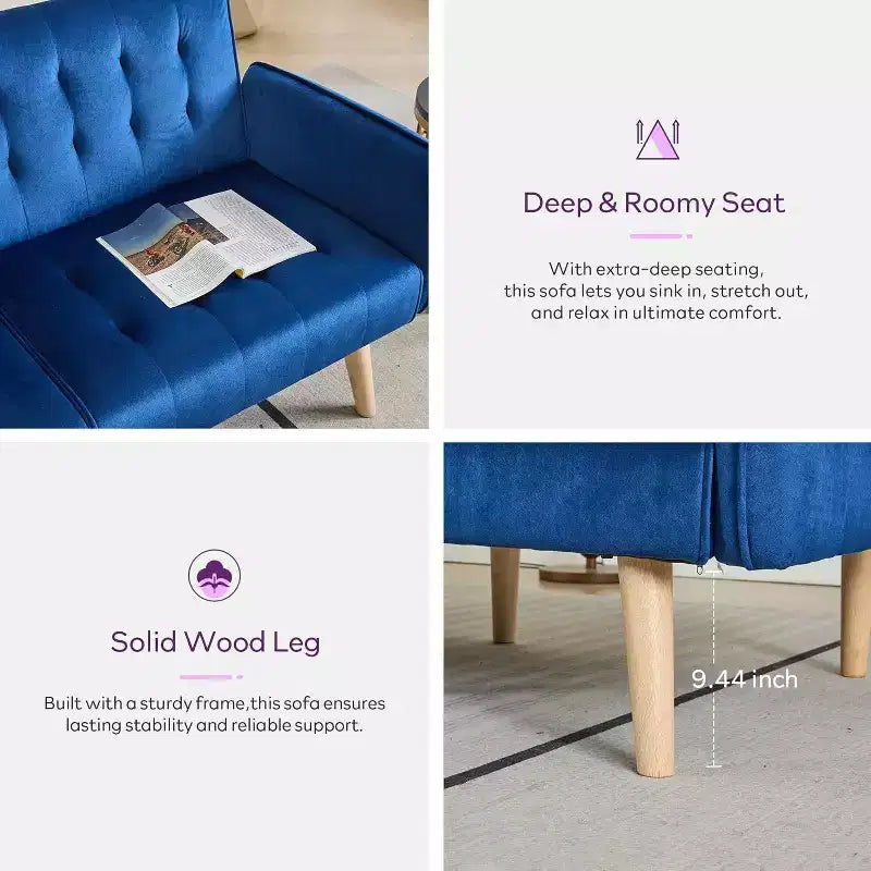 Canapé-lit futon convertible en similicuir, canapé rembourré moderne avec USB