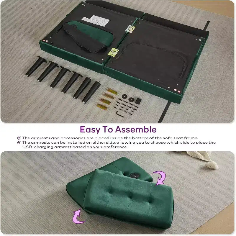 Canapé-lit futon convertible en similicuir, canapé rembourré moderne avec USB