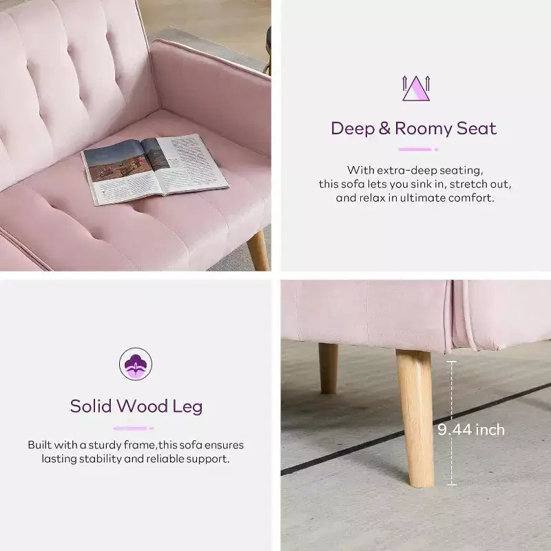 Canapé-lit futon convertible en similicuir, canapé rembourré moderne avec USB
