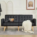 Canapé-lit futon convertible en similicuir, canapé rembourré moderne avec USB