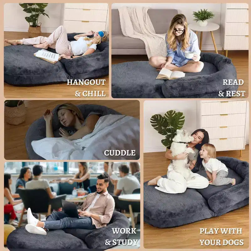 Lit pliant pour humains, lit géant 180x110x25 cm pour personnes et animaux de compagnie