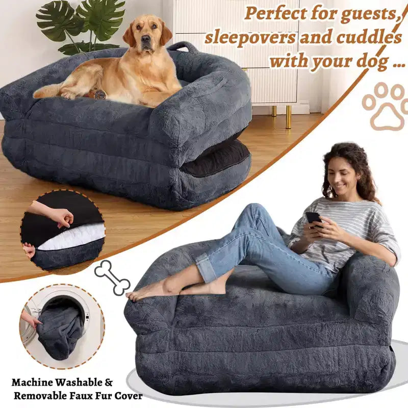 Lit pliant pour humains, lit géant 180x110x25 cm pour personnes et animaux de compagnie