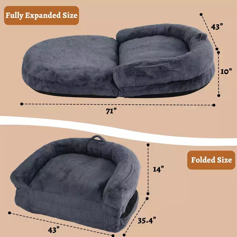 Lit pliant pour humains, lit géant 180x110x25 cm pour personnes et animaux de compagnie