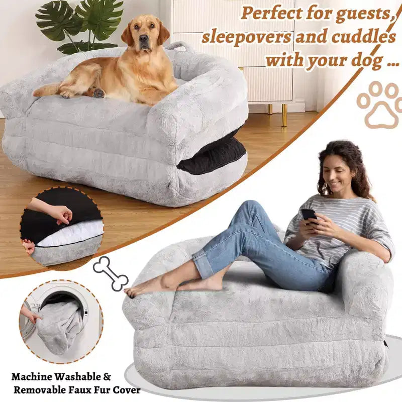 Lit pliant pour humains, lit géant 180x110x25 cm pour personnes et animaux de compagnie