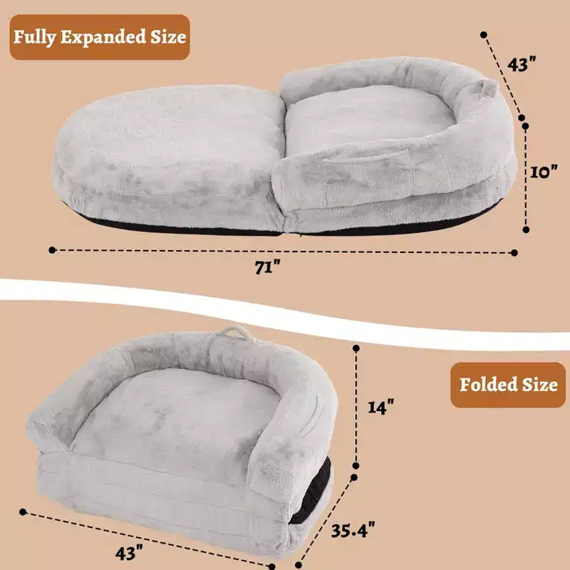 Lit pliant pour humains, lit géant 180x110x25 cm pour personnes et animaux de compagnie