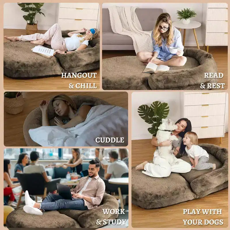 Lit pliant pour humains, lit géant 180x110x25 cm pour personnes et animaux de compagnie