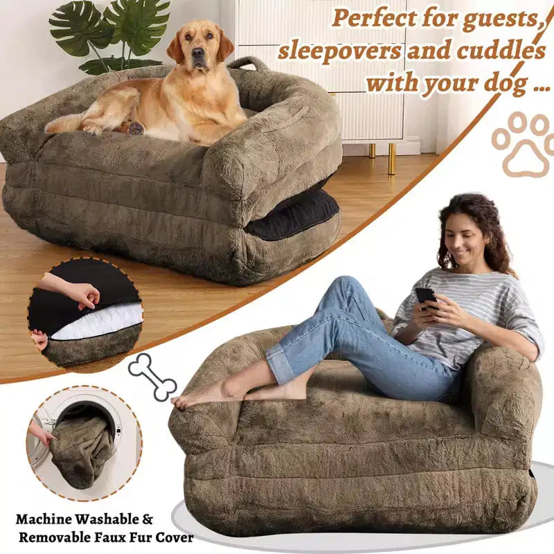 Lit pliant pour humains, lit géant 180x110x25 cm pour personnes et animaux de compagnie