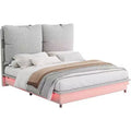 AMERLIFE LED Bed Frame with Headboard and Removable Upholstered Cushions, No Box Spring Needed