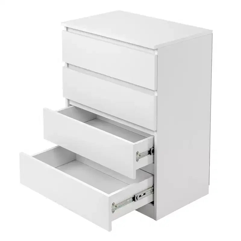 Commode 4 tiroirs en aggloméré blanc, 60 cm de large