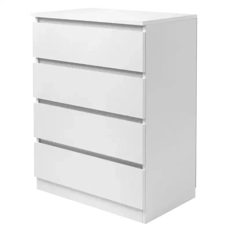 Commode 4 tiroirs en aggloméré blanc, 60 cm de large