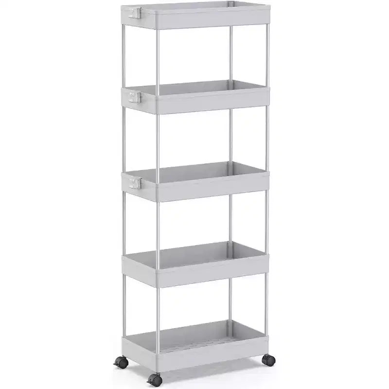 Chariot de rangement roulant mince à 5 niveaux, organiseur mobile multifonctionnel pour salle de bain