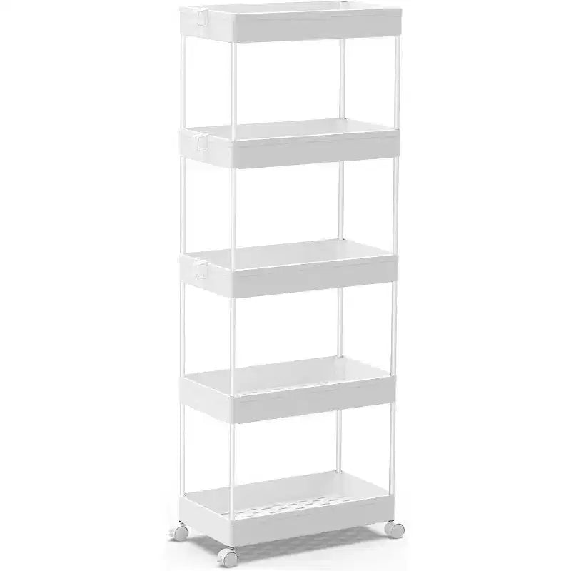 Chariot de rangement roulant mince à 5 niveaux, organiseur mobile multifonctionnel pour salle de bain