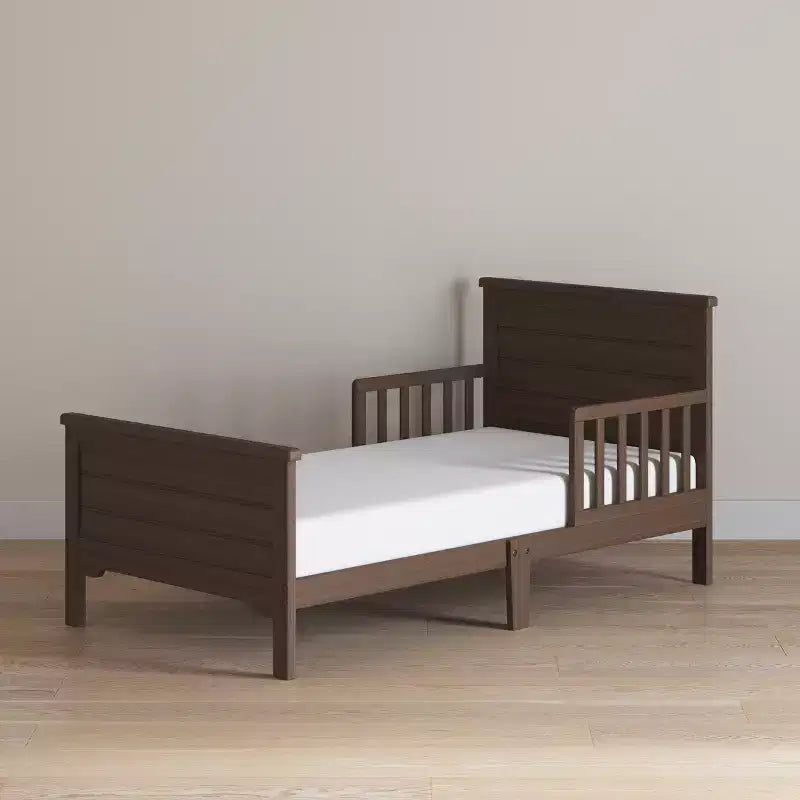 Lit pour enfant avec barrières de sécurité, design bas au sol, en pin