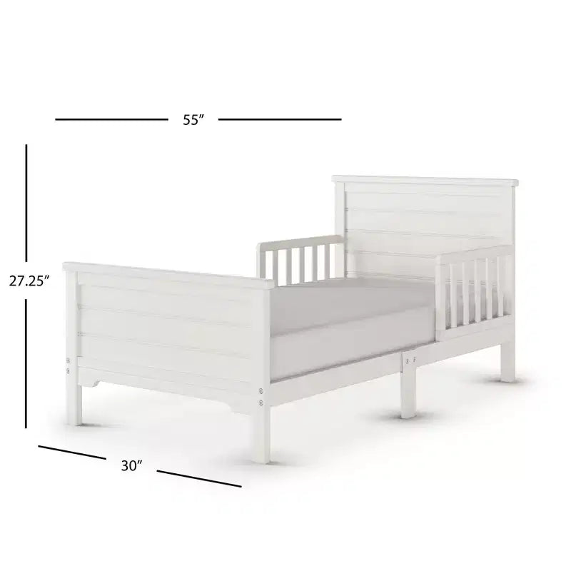Lit pour enfant avec barrières de sécurité, design bas au sol, en pin