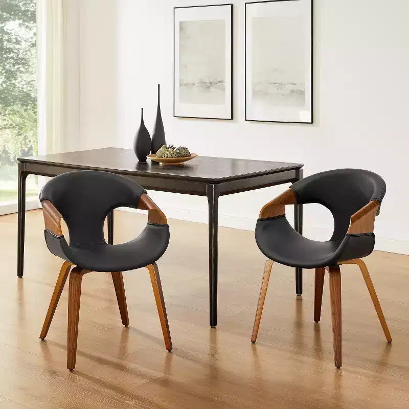Chaise de salle à manger en similicuir et bois courbé